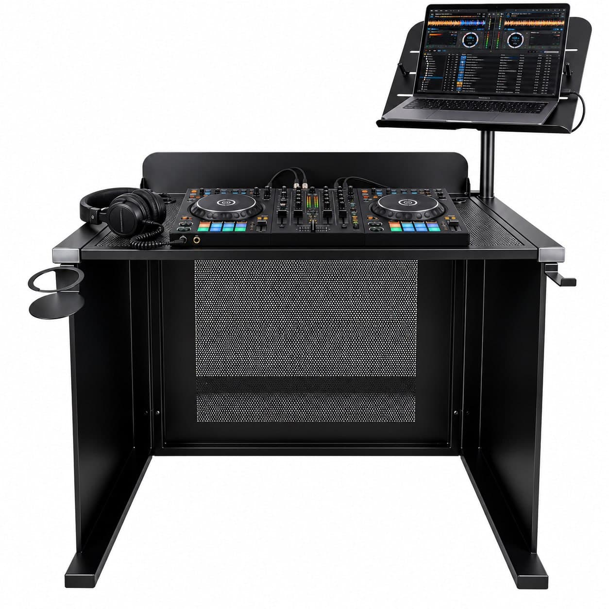 Front view of the white VYRODJ workstation